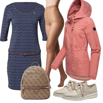 Outfit s Růžová/Červená Bunda s Bočním Zipem/Lehké Bund/Udržitelná bunda/Jarní bunda/Bunda s Kapucí/Outdoorové Bundy/Funkční Bunda/Podzimní bunda/Turistická bunda/Trekingová bunda Ragwear "Stylový look na jaro"