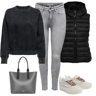 Norský vzor Outfit s Hnědá/Fialová/Zelená/Krémová/Černá/Bílá Only "Stylový look na jaro"