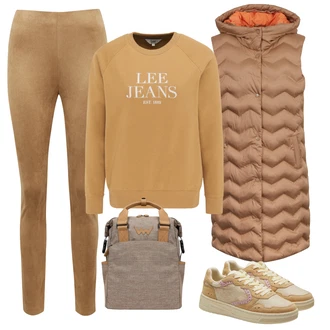 Outfit s Béžová/Khaki/Hnědá/Šedá Pánská taška/Taška/Plenková taška/Vojenská Taška/Mini Batoh/Mini Batoh/Taška Na Notebook Vuch "Stylový look na jaro"
