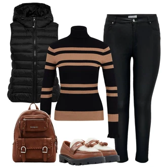 Norský vzor Outfit s Hnědá/Fialová/Zelená/Krémová/Černá/Bílá Only "Stylový look na jaro"