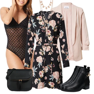 Zapínání na knoflíky Outfit s Růžová/Oranžová/Fialová/Červená/Hnědá Košilové šaty/Šaty S Potiskem/Zavinovací Šaty/Šaty na Podzim/Pouzdrové Šaty S Dlouhým Rukávem/Halenkové Šaty/Šaty s Páskem/Tunikové šaty Only "Stylový outfit na jaro"