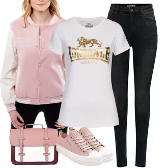 outfit mit Bela/Rjava/Zelena/Krem/Zlati Majica s kratkimi rokavi/Majica s potiskom/Casual Majica/Funkcijska Majica/Grafična majica/Lepa Majica/Športna majica Lonsdale "Stilsko oblačilo za pomlad"