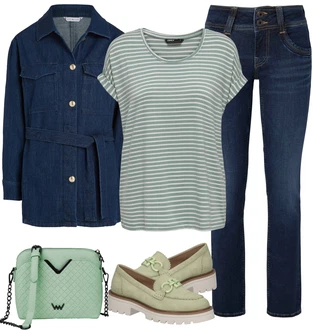 Outfit s Tmavě modrá/Modrá/Světle modrá Manšestrová Bunda/Košilová bunda/Udržitelná bunda/Vintage Bund/Uniformní Bund/Krátké Džínové Bundičky Tommy Hilfiger "Stylový outfit na jaro"