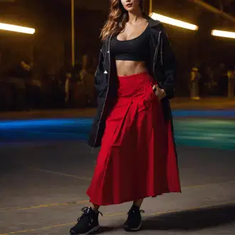 Oblečení se sukní Skating s Černá Teniska na platformě Pull&Bear "Techno Rave Styl"Look: Skating, Na Procházku, Bruslení