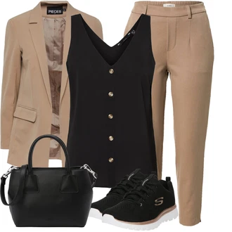 Outfit s Černá Tričko & Top Móda Pro Plnoštíhlé/Tunika/Halenka Móda Pro Plnoštíhlou VERO MODA "Cool každodenní outfit"