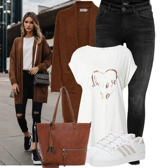 Outfit s Bílá/Béžová/Růžová/Krémová Teniska Kožené Tenisky/Úzká Teniska/Vintage Teniska/Letní Tenisky/Nízká Teniska Adidas Originals "Lehký outfit"