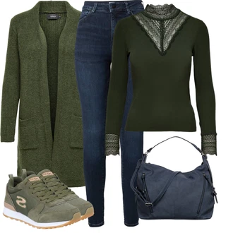 Maxi Outfit s Modrá/Tmavě modrá Kožená bunda/Termální Džíny/High Waist Džínové Kalhoty/Zimní bunda/Push up Džín/Džíny s Rozparkem/Kožené Boty Mustang "Lehký outfit"