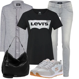 Outfit s Modrá/Hnědá/Růžová/Tmavě Modrá Zkrácený Top/Fancy tričko/Těhotenské tričko/Pletené tričko/Tričko nadměrné velikosti/Košile s potiskem/Top/Tričko s nápisem levi's ® "Módní outfit pro volný čas"