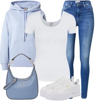 90tá léta Skating Outfit s Bílá/Šedá Teniska na platformě/Nízká Teniska Puma "Stylový outfit na jaro"Look: 90tá léta, Estetika, Bad Taste, Extravagantní, Hip Hop, Skater, Sportovní, Unisex, Skating, Aerobní, Běhání, Bruslení