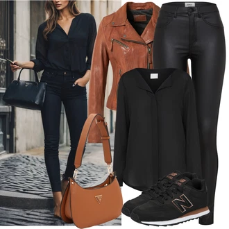 Zapínání na knoflíky Outfit s Černá Halenka S 3/4 Rukávem/Halenkové Body/Halenka se Stojatým Límcem/Halenka s Dlouhým Rukávem/Tunikové Tričko/Dlouhá Halenka/Businessová Halenka/Slip-on Halenka/Blůza s knoflíčkem Vila "Cool každodenní outfit"