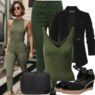 Green pants outfits "Uradni sproščeni slog"