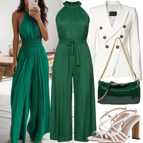 Kombinace Zelená/Tmavě zelená Slavnostní Overall/Letní Overall Dorothy Perkins (Petite)