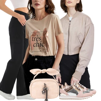 outfit mit Majica s kratkimi rokavi/Lepa Majica/Tiskana majica/Majica s potiskom Beseda na majici/Grafična majica/Top/Majica za spanje/Ovitek za majico DeFacto "Pomladanski Outfit"