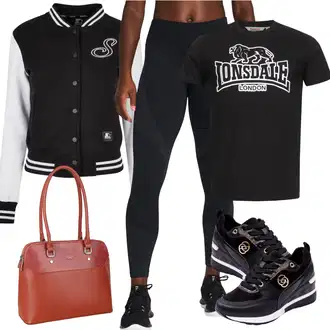 outfit mit Rdeča/Rjava/Zelena/Bež/Črna Casual Majica/Grafična majica/Lepa Majica/Športna majica/Dolga srajca Lonsdale "Vsakodnevni Outfit"