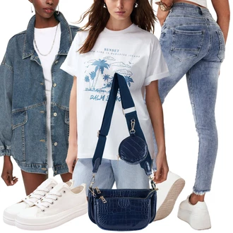 outfit mit Modra/Temno modra Torba za boke/Torba za čez ramo/Satchel torba/Mini torbica/Torbica za okrog pasu/Torbica za okrog pasu art of polo "Vsakodnevni Outfit"