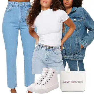 Skirt outfits 90. leta mit Kavbojke Visokega Pasu/Dad Kavbojka/Mom Jean/Moška Usnjena Jakna/Usnjena Jakna/Plisirane Kavbojke/Usnjena Moška Jakna/Široke Kavbojke/Girlfriend Kavbojke/Boyfriend Kavbojke/Formalna Srajca Trendyol "Vsakodnevni Outfit"Look: Mom, 90. leta, Francoski