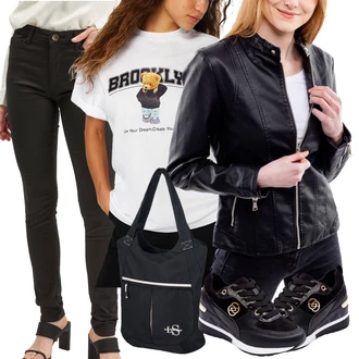 outfit mit Črna Vrečka za prenašanje/Nakupovalka/Torba za telovadnico/Športni nahrbtnik/Vrečka iz blaga/Nakupovalna torba/Bombažna vrečka/Torba za čez ramo/Torba za prenosnik loap "Vsakodnevni Outfit"