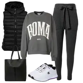Outfit sa Siva/Smeđa/Tamnozelena/Zeleno/Ljubičasta Kožna jakna/Dukserica s kapuljačom/Sportska majica Topshop "Lagana odjeća"
