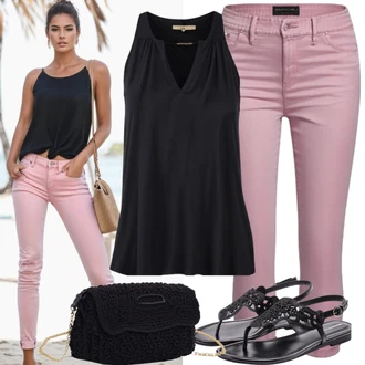 Outfiti Za Zabave mit Škrlatna/Rumena/Bela/Črna/Zelena/Roza Ozke Kavbojke/Odrezane Kavbojke/Kavbojke z Razporkom/Usnjene Čevlje/Usnjena Jakna/Push up Kavbojke/Gležnarji answear lab "Vsakodnevni poletni videz"