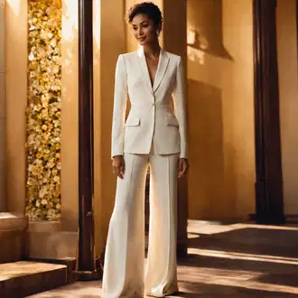Outfity pro matriční úřad s Bílá/Krémová Široká Kalhoty/Culotte Kalhoty/Kalhoty s Vysokým Pasem/Marlene Kalhoty/Mušelínové Kalhoty/Palazzo Kalhoty/Kalhoty se Štěrbinou/Plisovaná Kalhoty/Plisovaná Kalhoty/Tradiční Kalhoty JdY "Všechno bílé Taufe Pohled"