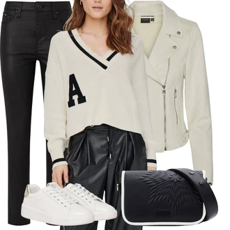 Rockový Outfit s Černá Pepe Jeans "Vzhledy pro volný čas"Look: Rockový