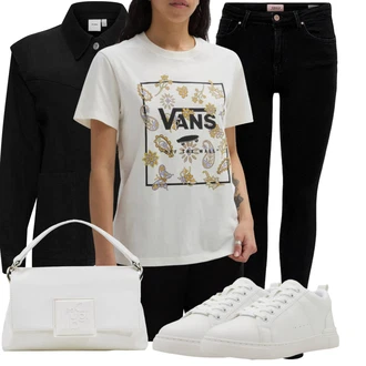 Outfit s Černá Uniformní Bund/Udržitelná bunda/Merino bunda/Blůzová Bunda/Košilová bunda Ichi "Vzhledy pro volný čas"
