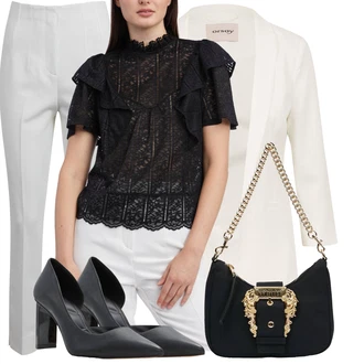 Outfit s Černá/Tmavě modrá/Fialová/Bílá Taška Přes Rameno/Dopisová peněženka/Malá Taška/Brašna/Sportovní Taška Přes Rameno/Teddy taška Versace Jeans Couture "Vzhledy pro volný čas"