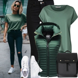 Outfit inspiracije Zima sa Tamnozelena/Kaki Prsluk bez Rukava/Donji Prsluk/Pufnasti Prsluk/Dugi Prsluk Only "Zimski Stil Opusteno"