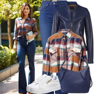 Denim outfits mit Rjava/Črna/Škrlatna/Modra Flanelasta srajca/Srajčna Bluza/Karirasta Srajca/Srajca za prosti čas factory price "90-ih Grunge sloga"