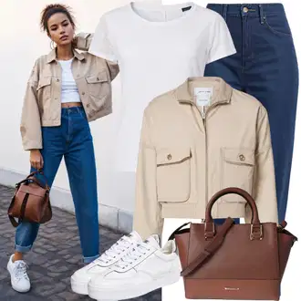 Outfit inspiracije Ljeto sa Plava/Svjetloplava Traperice Široke Nogavice/Dad Traperice/Culotte Traperice/Vintage traperice/Mom Jean/Trenerke Traperice/Traperice Opuštenog Kroja/Vrećaste Traperice/Formalna Košulja Trendyol, Bijela/Kaki/Bež/Krem Gajtana Jakna/Vintage Jakna/Kratka Jakna/Uniformna Jakna/Crop Jakna/Boucle Jakna/Ljetna jakna Only, Krem/Bijela ONLY Carmakoma, Bijela/Siva/Krem Tanka tenisica/Niska Tenisica/Kožna tenisica Puma, Bež/Smeđa/Siva Torba Za Preko Ramena/Shopper torba/Torbica/Torba za nošenje/Veliki džep Tamaris "90er Jahre Look Fasching"