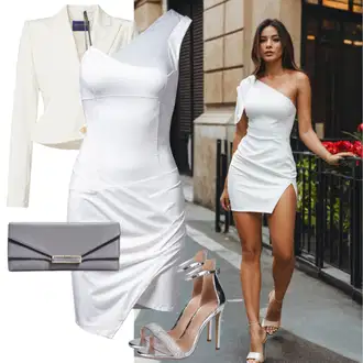 Chic Outfits Zabava mit Bela/Črna Športna Obleka/Oprijeta obleka/Nicki obleka/Mini obleka/Mrežasto oblačilo/Obleka iz jerseya/Obleka z Razporkom/Drzno Oblačilo/Nevestinska Obleka Trendyol "Bela zabavna obleka"Look: Casino, Zabava, 60. rojstni dan