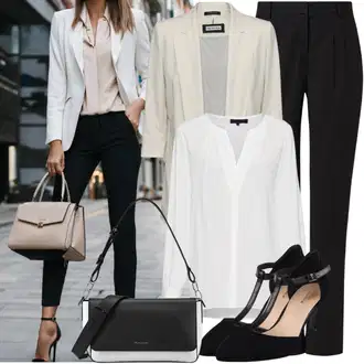 Kombinacije za matični ured S oblinama sa Bijela Bluza Veći Broj/Bluza i Tunika Lascana "Büro Chic Business Look"