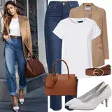 Outfity do kanceláře s džíny s širokými nohavicemi image