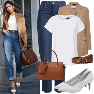 Kombinacije za matični ured Ležerno Gost sa Bijela Sandala s petom/Sandala s klinastom petom/Pumpa na Niskoj Peti/Vintage sandala/cipela s remenom/Ljetna Cipela fox shoes "Büro-Look der 90er Jahre"Look: Unisex, Elegantan, klasický, Šik, Ležerno, Trendi, Prevelik, moderne, Običan, Chic, Vintage