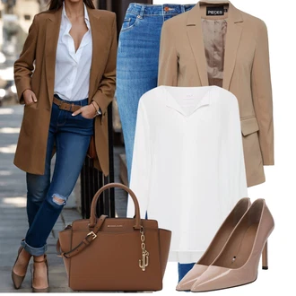 Stil Outfit sa Smeđa/Bež/Ljubičasta Elegantna Cipela/Salonka Na Visoku Petu/Pumpica S Visokim Prednjim Dijelom/Poslovna Obuća/Vintage Pumpa/Udobna pumpa/Salonka & Visoki Pet Boss "Lagana odjeća"Look: Francuske, Talijanski, Elegantan, Šik, Old Money, Stil, Burleska