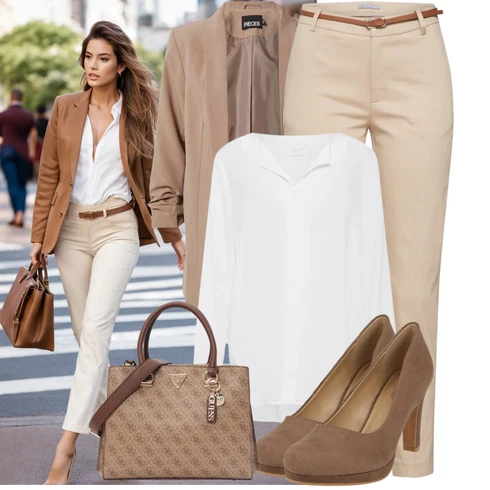 Kombinace Šedá/Hnědá/Béžová/Bílá/Krémová/Khaki Halenkové Body/Blůza s knoflíčkem/Halenka se Stojatým Límcem/Dlouhá Halenka/Halenka s Dlouhým Rukávem/Oversize Halenka/Oversize Muselínová Blůza/Slip-on Halenka/Tunikové Tričko Vila kombinovat s Béžová/Khaki Kalhoty s Vysokým Pasem/Skinny Kalhoty/Obleková Kalhoty/Business Kalhoty/Twillová Kalhoty/Úzká Kalhoty/Ležérní Kalhoty/Kalhoty se Štěrbinou B.young