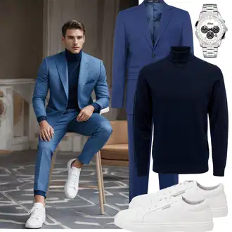 Business Outfits Oversize mit Blau/Dunkelblau/Hellblau Hose Große Größe/Kleid Große Größe/Kostüm/Hosenanzug/Modern Hosenanzug SELECTED HOMME "Business Outfit"Look: Uni, Büro, Workwear, Smart Casual, Business, Edel, Premium, Elegant, Festlich, Oversize