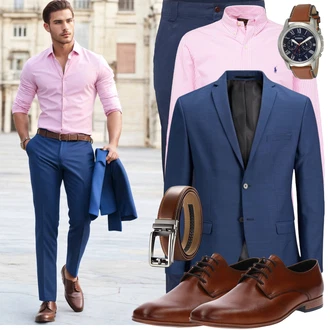 Outfit mit Rosa Business Hemd/Hemdbluse/Businesshemd/Bügelfreies Hemd/Casual Hemd/Buntes Hemd Polo Ralph Lauren "Business Outfit"