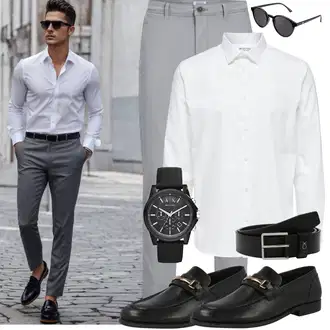 Business Outfits mit Creme/Weiß Bluse Große Größe/Business Hemd/Bügelfreies Hemd/Businesshemd/Musselin Hemd/Hemdbluse SELECTED HOMME "Business Outfit"
