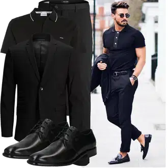 Schmal Kurvige Outfit mit Schwarz Bluse Große Größe/Poloshirt/Shirt & Top Große Größe Calvin Klein "Business Outfit"