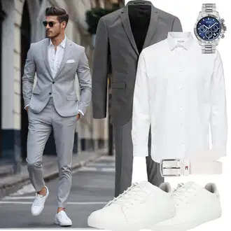 Business Outfits mit Creme/Weiß Bluse Große Größe/Business Hemd/Bügelfreies Hemd/Businesshemd/Musselin Hemd/Hemdbluse SELECTED HOMME "Business Outfit"