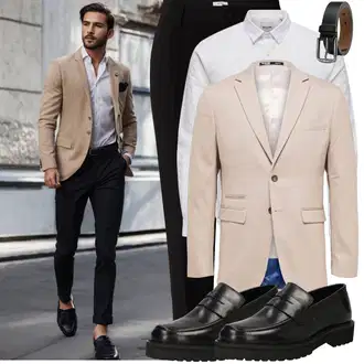 Elegant Outfit mit Schwarz Business Hose/KarottenHose/BügelfaltenHose/High Waist Hose/Musselin Hose/BundfaltenHose/SamtHose/BundfaltenHose DAN FOX APPAREL "Business Outfit"Look: Boyfriend, Uni, Edel, Elegant, Old Money, Outdoor, Büro