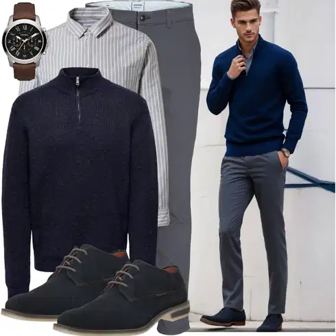 Grau/Hellgrau Business Hemd/Casual Hemd/BusinessHemd/Hemdbluse DAN FOX APPAREL kombinieren