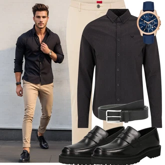 Outfit mit Schwarz/Grau/Dunkelgrau Business Hemd/Casual Hemd/Hemdbluse/Businesshemd Iriedaily "Business Outfit"