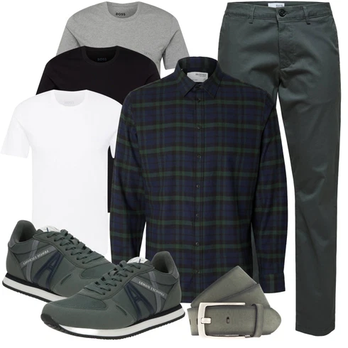 Blau/Dunkelgrün/Türkis Bluse Große Größe/Flanellhemd/Kariertes Hemd SELECTED HOMME kombinieren