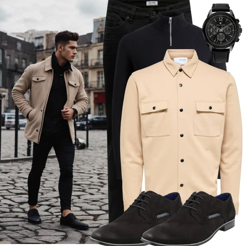 Beige/Khaki Mantel/Hemdbluse/BusinessHemd/Musselin Hemd/Bügelfreies Hemd/Bluse Große Größe/Bluse und Tunika/Casual Hemd/Business Hemd SELECTED HOMME kombinieren