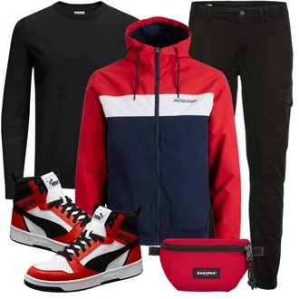Outfit mit Schwarz/Grau/Dunkelgrau Wollpullover/Einfacher Pullover/Basic Pullover/Feinstrickpullover/Rundhals Pullover/Kaschmir Pullover/Pullover mit Stehkragen/Damen Pullover Jack & Jones "Casual Outfit"