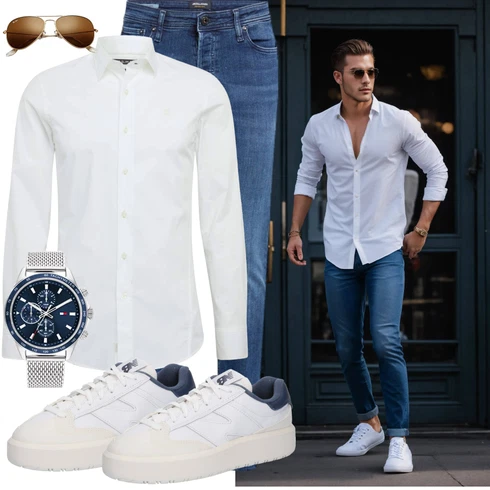 Weiß/Creme/Türkis Businesshemd/Casual Hemd/Business Hemd/Bügelfreies Hemd/Hemdbluse G-Star Raw kombinieren