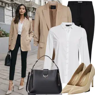 Outfit sa Bež/Bijela/Kaki/Narandžasta Oversize Sako/Dugi Sako/Sakoi za Bluzu/Kožna jakna za muškarce/Sako Jakna/Elegantni Sako/Kratki Sako/Boyfriend Sako/Kožna jakna za muškarce 3.1 phillip lim "Cool odijelo s hozenanzug izgledom"