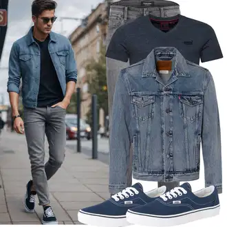 Era Outfit mit Blau/Dunkelblau Canvas-Sneaker/Sommer Sneaker/Sneaker Low/Schmaler Sneaker/Skateschuh Vans "Cool Outfit"